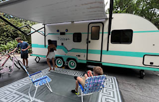 Modern 50s Style Travel Trailer with Outdoor TV!