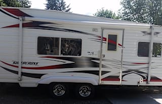 Used as a travel trailer or toy hauler. Great for a weekend get a way or trip.