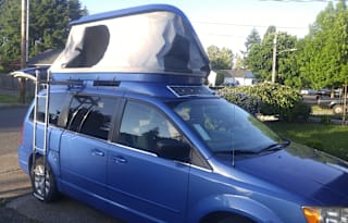 Tiny Van Camper with Full Kitchen and Upstairs Pop-Up Tent