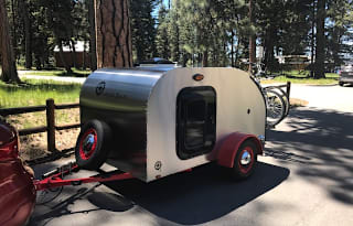 Cute Retro Red Teardrop Trailer