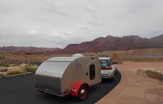 Cute Retro Red Teardrop Trailer