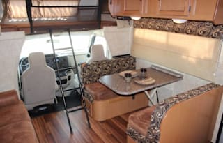 This RV has a very nice layout for a family.