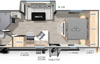 Two entry doors and separate sleeping quarters.