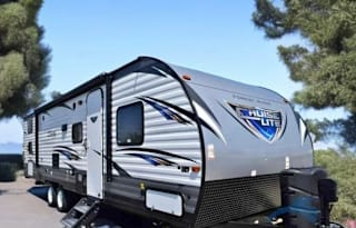 Forest River travel trailer sleeps 10 comfortably
