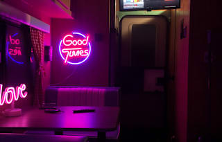 Retro style glamping. Time travel in a modern RV