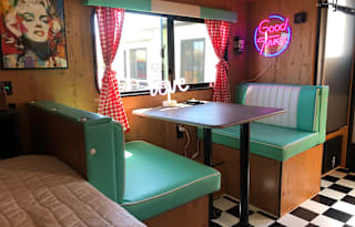 Retro style glamping. Time travel in a modern RV