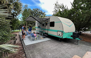 Modern 50s Style Travel Trailer with Outdoor TV!