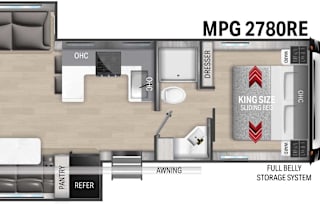 Luxurious RV with Open Floor Plan & Separate King Size Bdrm.  Pets Friendly