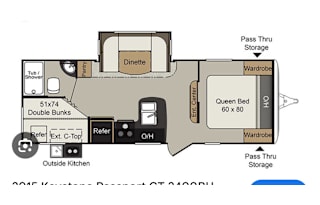 Halfton towable w/ Bunk bed and full queen
