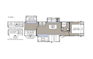 2017 32’ bh camper sleeps 10 outdoor kitchen
