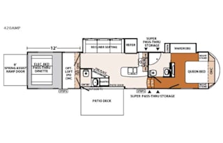 42’ Luxury Toyhauler with rare Side Patio
