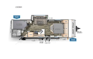 Two entry doors and separate sleeping quarters.