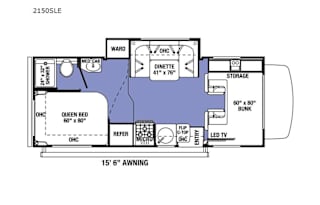 2021 Forest River - Sunseeker Floorplan: 2150S LE
