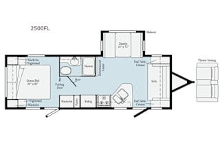 Cozy RV w Theatre seating in front & full queen