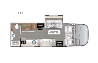 2023 Thor Motor Coach - Axis Floorplan: 24.3 Bunk