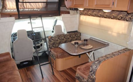 This RV has a very nice layout for a family.