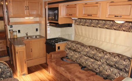 This RV has a very nice layout for a family.