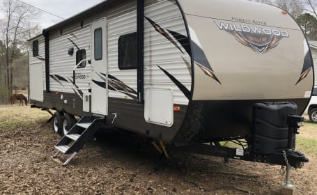 2019 forest river 33 ft with bunks in rear of rv