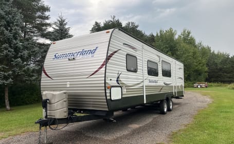 Spacious trailer with two separate bedrooms.
