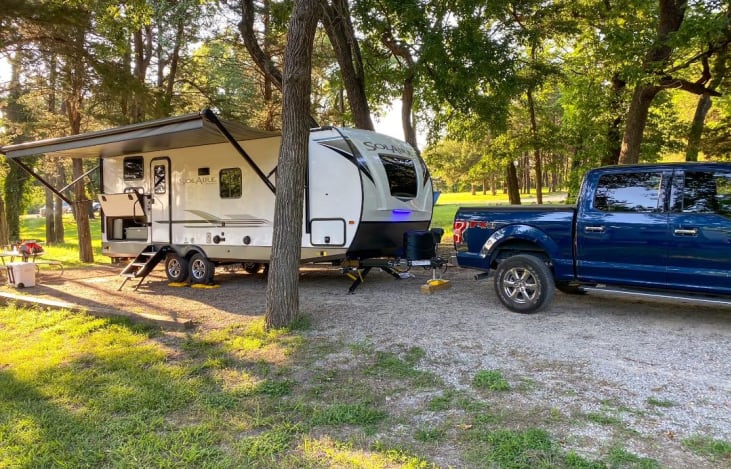 Camper set up at a local campground.