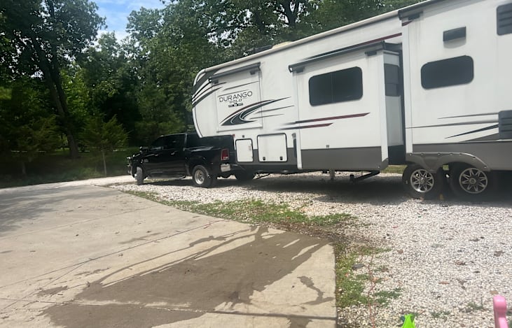 The water and electric hook up, along with propane and everything else is on the driver side.