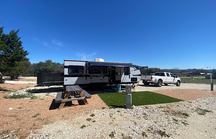 Patio set up and awning out