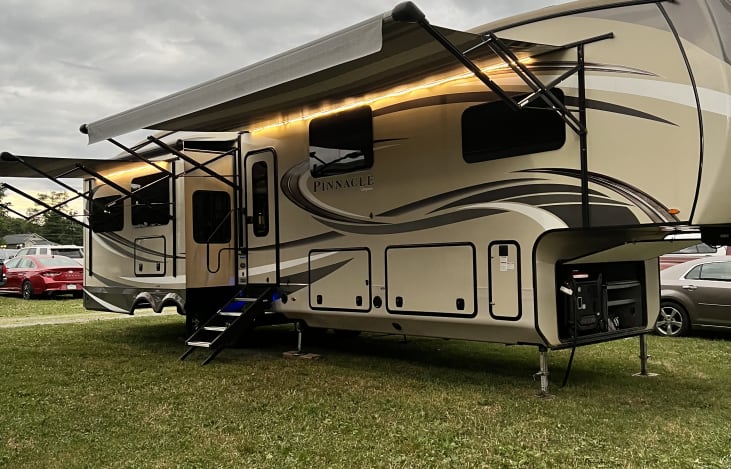 Our maiden voyage.  Comes with outdoor rugs, chairs, outdoor refrigerator