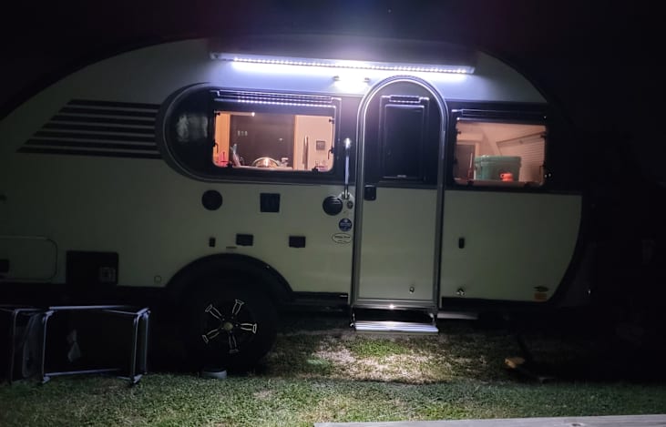 Exterior at night - windows open