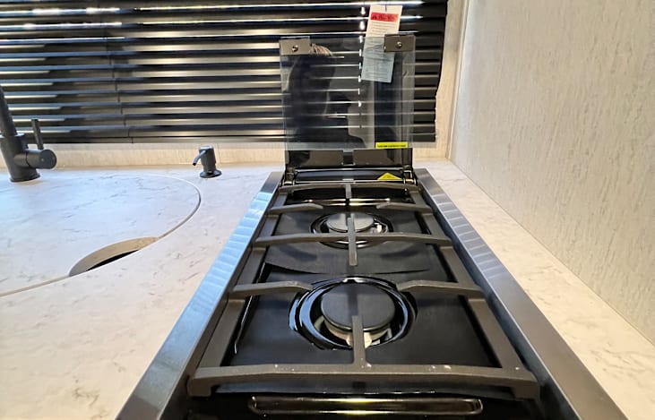 Two burners for cooking on a rainy day.