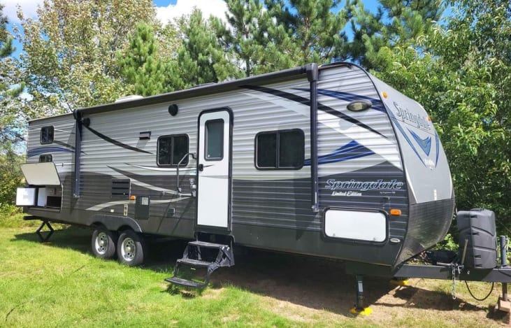 Electric awning, for easy protection from the elements. Also, an outdoor television hookup to watch your favorite shows.