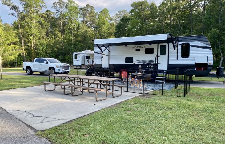 Exterior with dog fencing put up