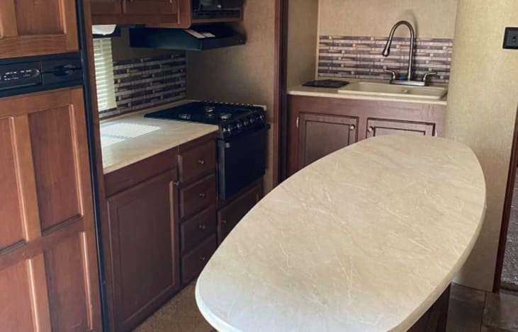Kitchen and island