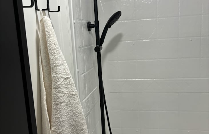 Shower includes shampoo, conditioner, and body soap during your stay.