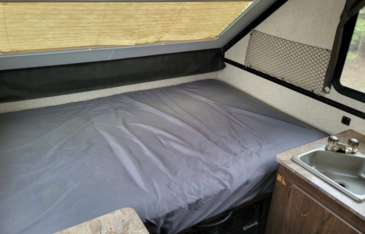 Full XL bed with storage underneath