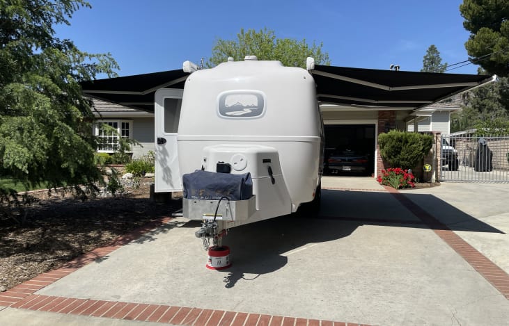 front view with both awnings extended