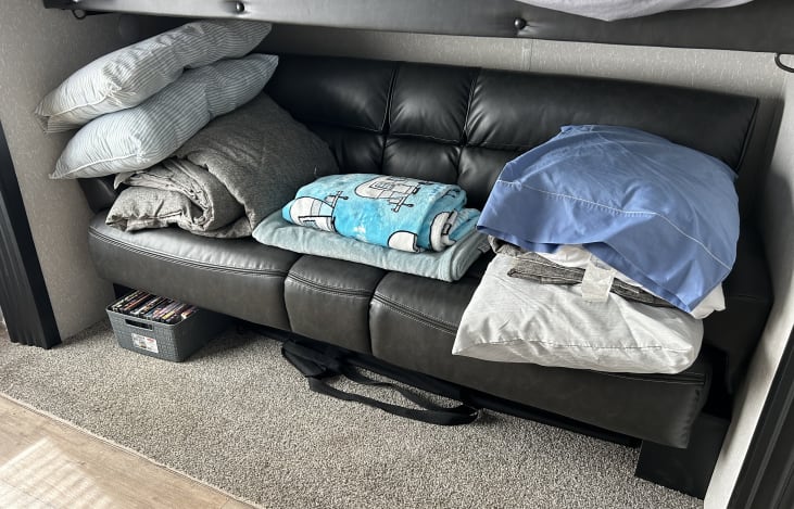 Additional bedding provided for bunk room