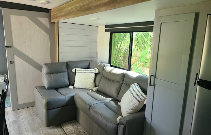 Pull-out sofa is about the size of a twin bed
