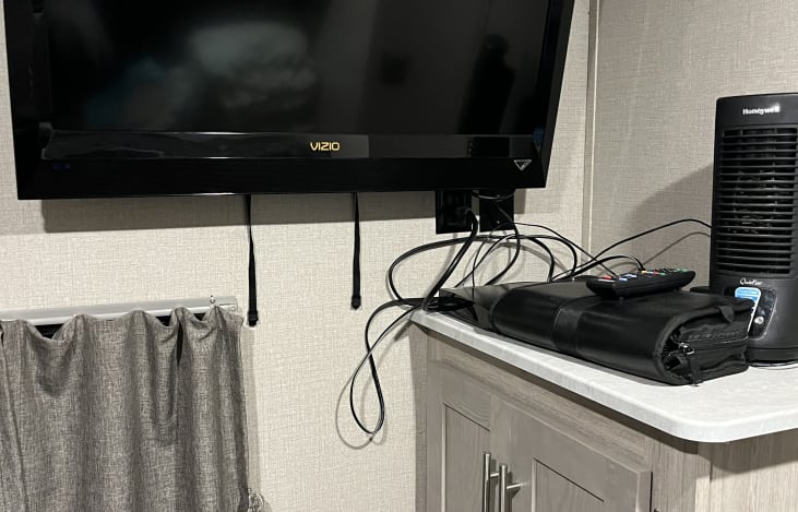 TV and DVD player in bunk house