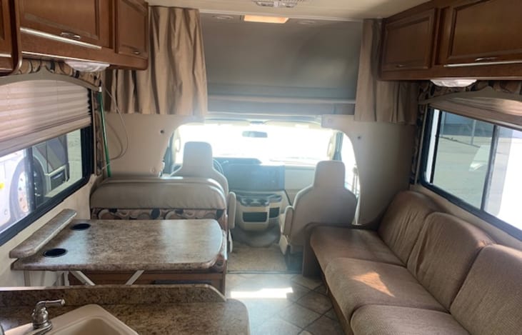 Couch converts to a bed can sleep 1-2 depending on the size. Top cabin is a sleeping area as well.