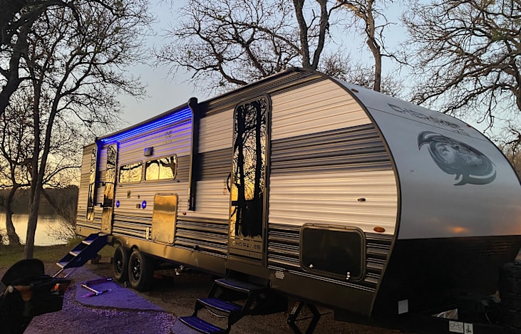 The awning light looks really cool at sunset and at night.