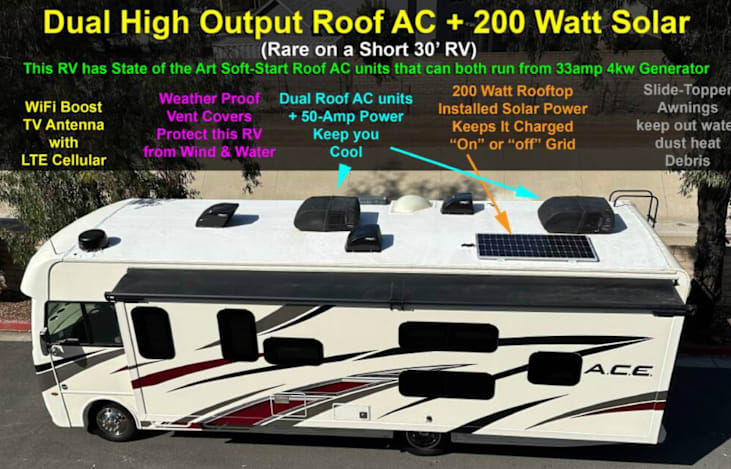So many great amenities : solar, wifi booster, two Acs
