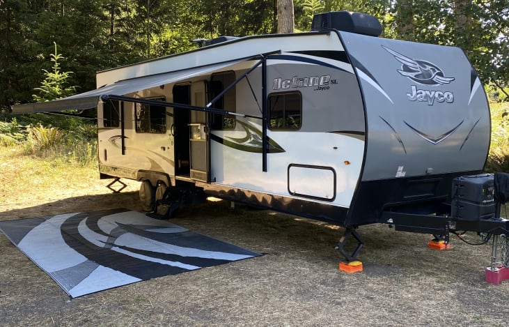 Camp setup under awning