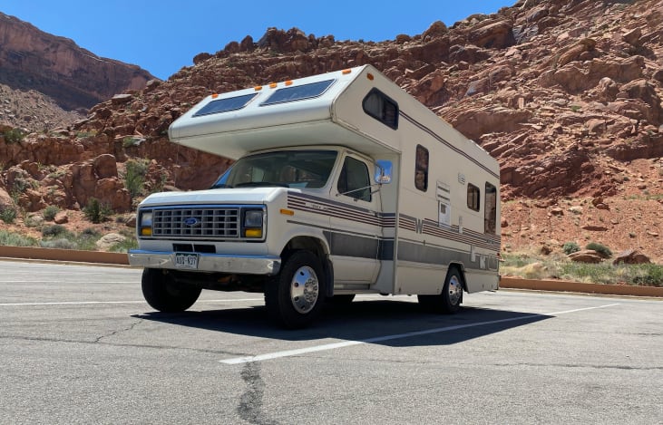 The Winne is the perfect size for traveling. Pictured here at Arches National Park in May 2024, she fits in any standard parking spot.