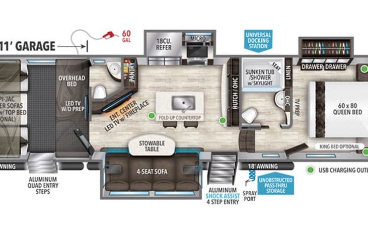 Our camper has the upgraded King master suite up front!