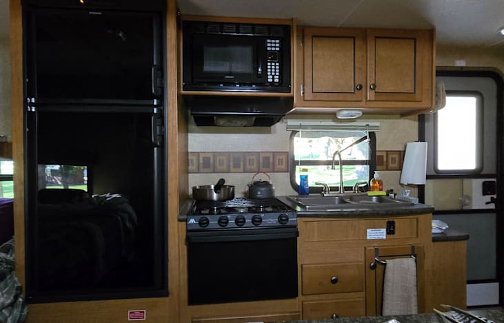 The kitchen area.