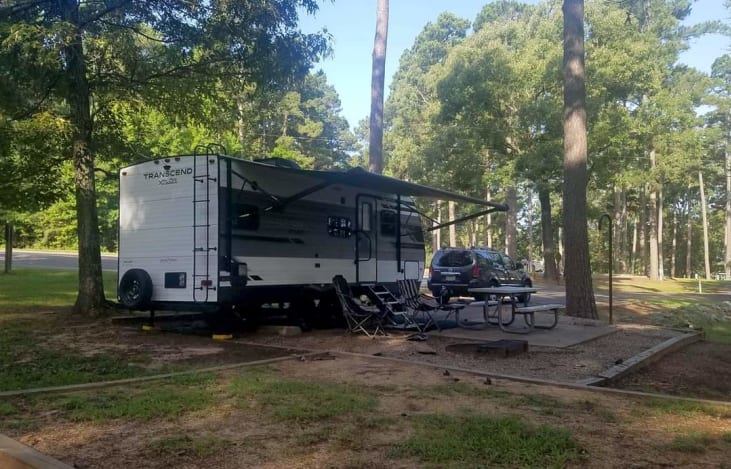 Setup at the Lake.  Awning is extended, too.