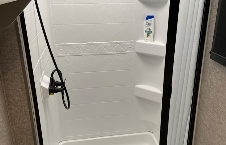 Spacious shower.