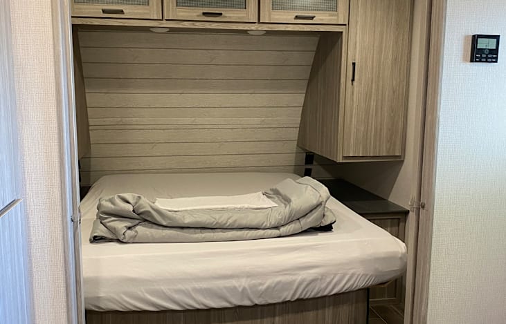 Queen size bed - doors close for privacy