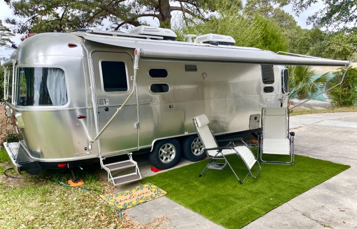 Outside with grass
