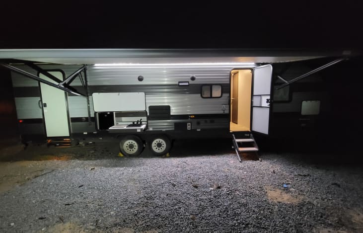 Outdoor lights and sound system for outdoor enjoyment. Plus, an outdoor fridge for frosty beverages, a cooktop and sink for cooking up that fish you just caught!